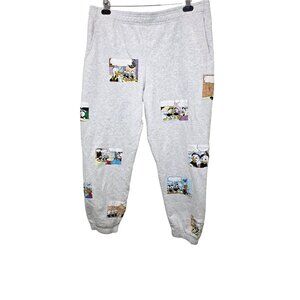 Disney Donald Duck Printed Gray Patch Athletic Jogger Sweatpants Size L